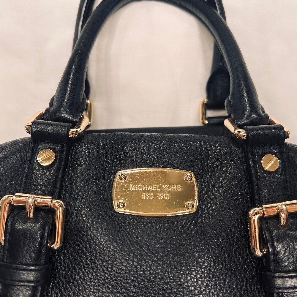 Michael Kors Black Pebbled Leather Satchel w/ Gold Hardware